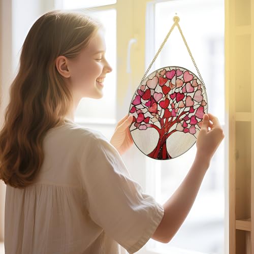 Stained Glass Window Hanging (Heart Tree)