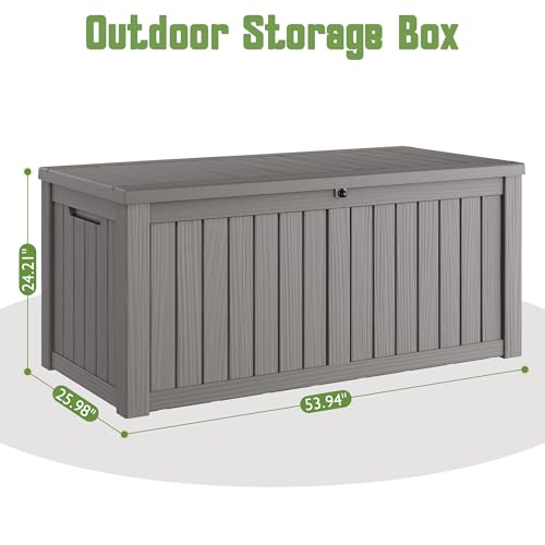 160 Gallon Outdoor Storage Box Waterproof Deck Box for Patio (Grey / 160 Gallon)