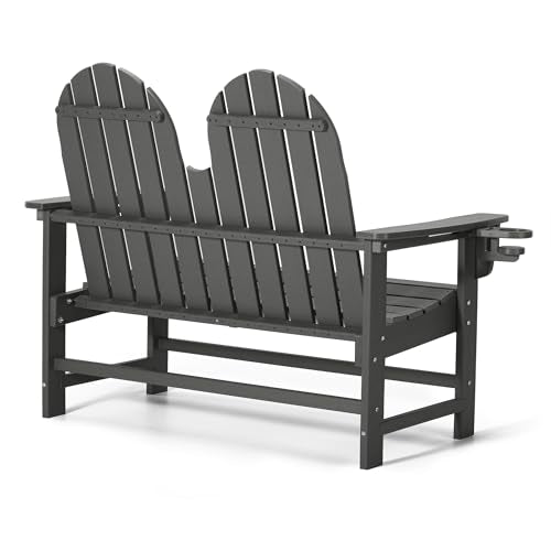 Outdoor Patio HDPE Adirondack Garden Skinny Bench (Grey / 51.5IN)