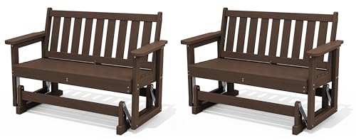 HDPE Outdoor Glider Bench Set of 2 (Coffee / 2 Pack)