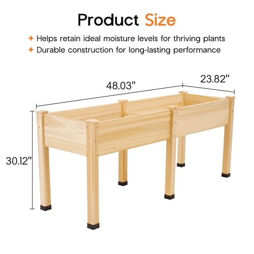 72"x24"x30" Raised Garden Bed with Legs (Wood / 72×24×30 In -Regular)