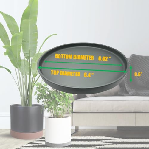 Ceramic Plant Saucer Tray 2 Pcs 6.4 Inch Grey (4 Count)