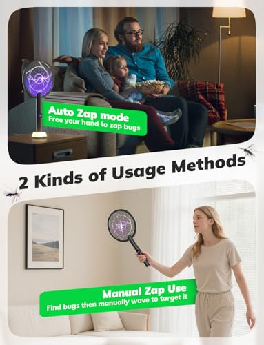 Electric Fly Swatter 4000V Bug Zapper Racket (Black Grey)