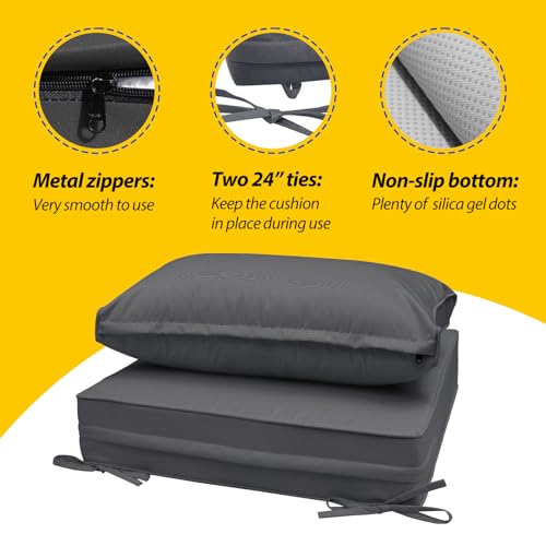 Outdoor Chair Cushions (Dark Gray / 23.5"x25.5"x5" / 23.5"x13.5")