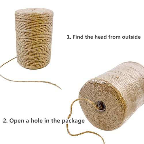 PerkHomy Natural Jute Twine 600 Feet Long Colored Twine Rope for Crafts Gift Wrapping Packing Gardening and Wedding Decor (600 Foot)