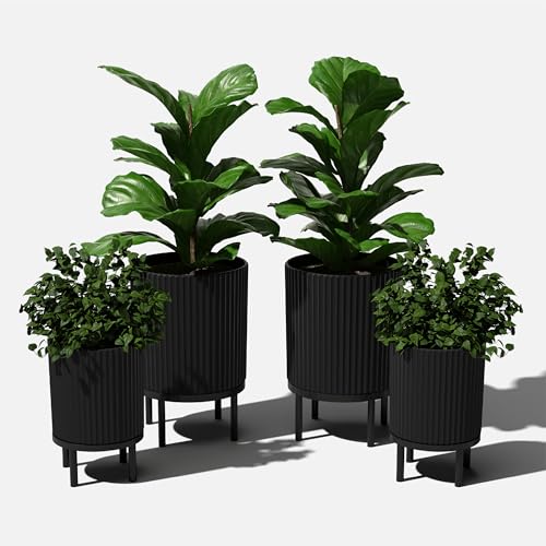 Demi Series Raised Duo Planters (Black/Black / Bundle - 2 Pack)