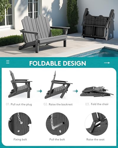 5 Pc HDPE Adirondack Set (Grey / 2 chair &2 bench &1 coffee table)