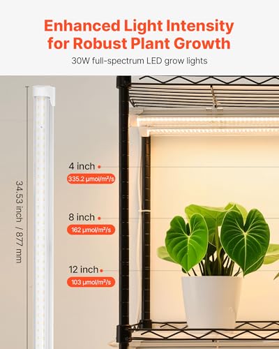 Indoor Greenhouse with Grow Light (Black，4-Tier，Greenhouse with Mechanical Timer / 4-Tier)