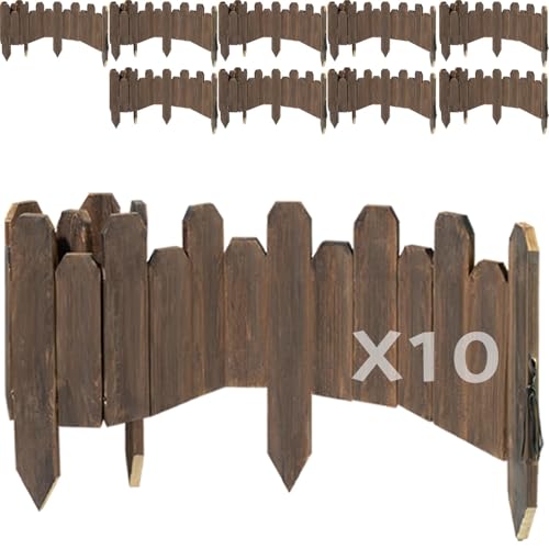 Wood Garden Edging (Staggered-Height 10pcs / 9.8x47in)