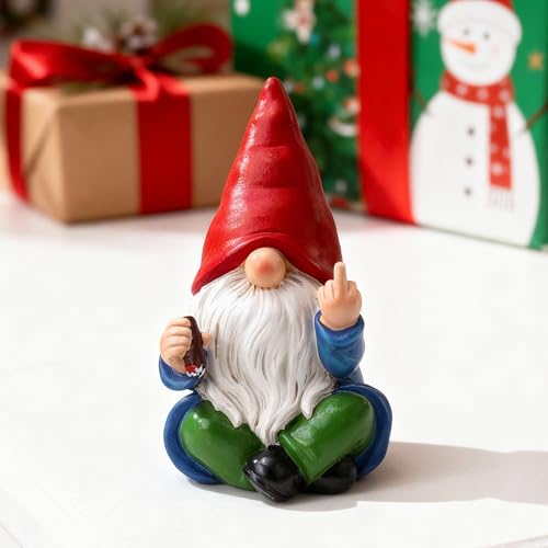 Middle Finger Gnome Statue 6.3in (Cigar Gnome)