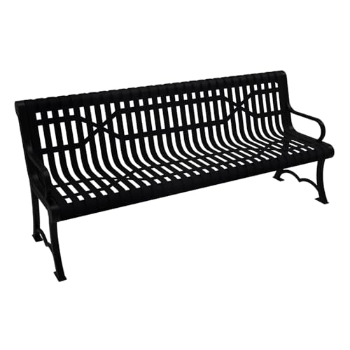 Bench, Black, 6Ft, with Back, Portable