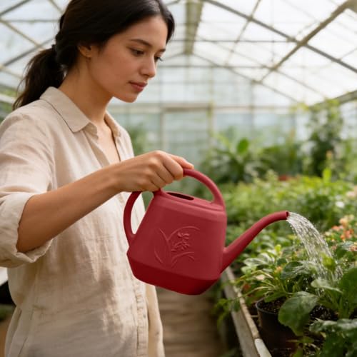 Watering Can with Long Spout 1 Gallon (Wine Red)