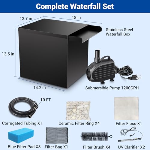 Large Capacity Stainless Steel Pond Waterfall Filter System (Up to 4500 Gallons)
