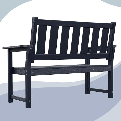 50" Poly Lumber HDPE Outdoor Bench 2 (Navy Blue / 2-Person)