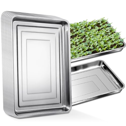 10 Pack Large Stainless Steel Seedling Trays (Large-10P)