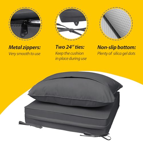 Outdoor Chair Cushions (Dark Gray / 21"x21"x3" / 21"x17")