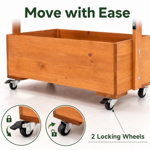 4 Tier Wooden Vertical Raised Garden Bed Outdoor with Wheels (Brown / W33.5× D18× H55in)