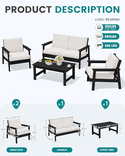 HDPE Outdoor Furniture Set (4 Count)