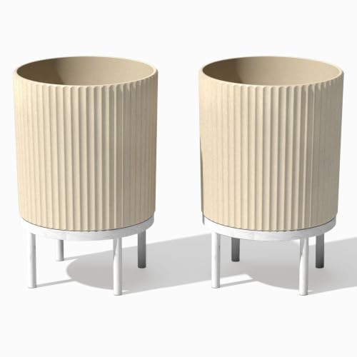 Demi Series Raised Planter (Sand/White / 16 inch - 2 Pack)