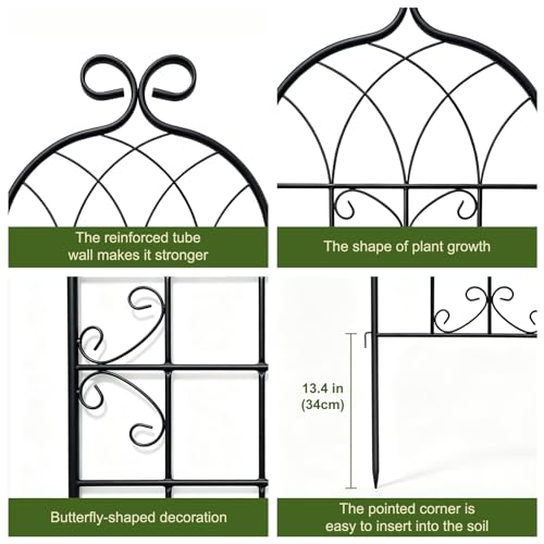 2.2M（86.7" H x 19.7" W） Black Iron Garden Trellis for Climbing Plants (4PCS-1)