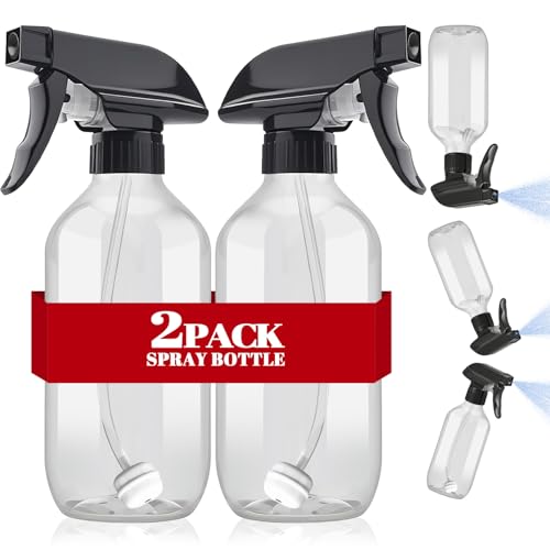 Plastic Spray Bottles 2 Pack 16 oz (16 Ounces / Clear)