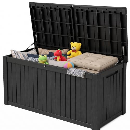 200 Gallon Deck Boxes Outdoor Waterproof (BLACK / 200 GAL NEW)