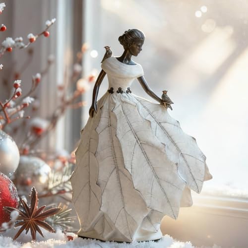 Fairy Garden Statue Maiden Home Decoration 14.5 Inch Table Decor (White-14.5 Inch)