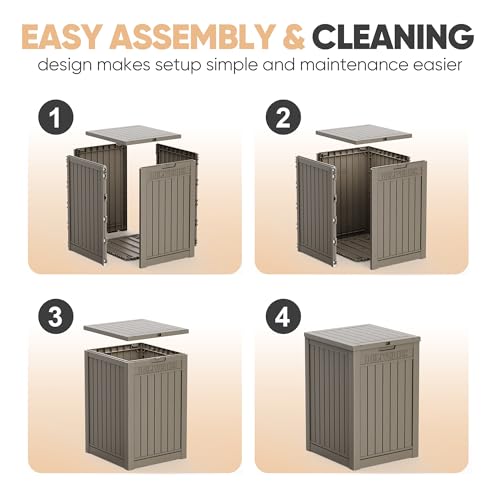 56 Gal Waterproof Outdoor Storage Box UV Resistant Deck Box (Grey / 56 Gallon)