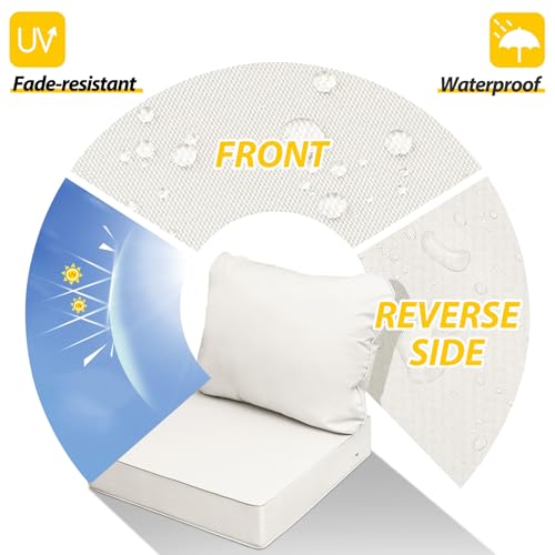 Outdoor Chair Cushions (Linen White / 22"x22"x3" / 22"x17")