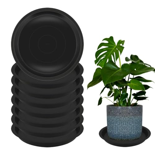 8 Pack 18 Inch Round Plant Saucers for Less 16 Inch Pot Indoors Outdoors Plant Trays for Pots Planter Saucer Plastic Drip Tray Planter Water Tray (18"(8pcs) / Black)