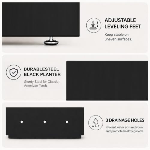 30" H Rectangular Metal Planter for Indoor Outdoor Black (Black / 30"Hx10"Wx37"L)