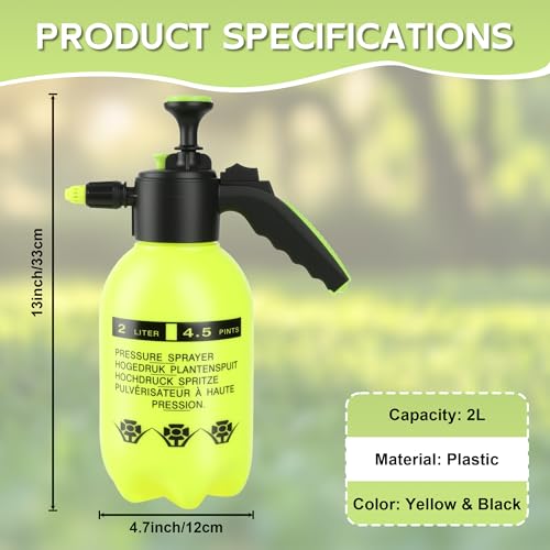 2 Pcs 1 2 Gallon Plastic Handheld Pump Sprayer (Yellow / 1/2 Gallon)