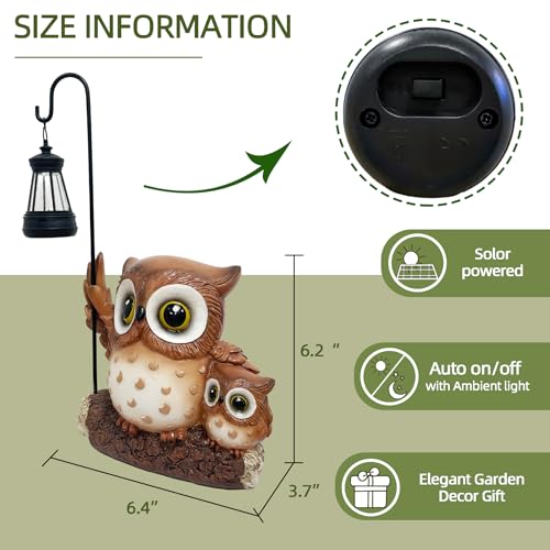 Garden Statues Owl with Solar LED Lantern