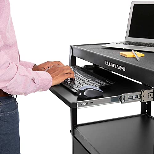 Line Leader Extra Wide Rolling AV Cart (Keyboard Tray / 32" L x 20" D x 42" H)