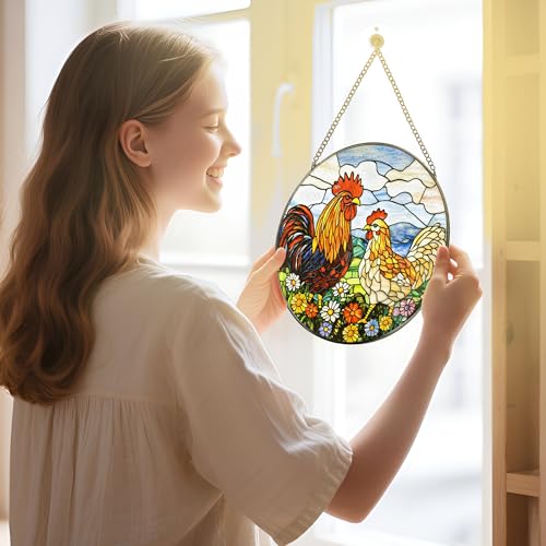 Stained Glass Window Hanging (Chickens)