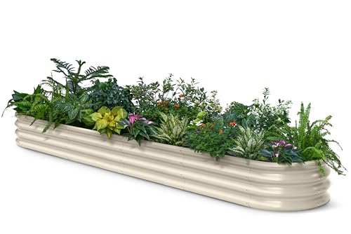Galvanized Raised Garden Bed 10x2x1 ft (Beige / 10x2x1ft)