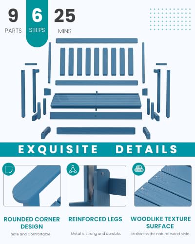 HDPE Outdoor Glider Bench Set of 2 (Navy Blue / 2 Pack)