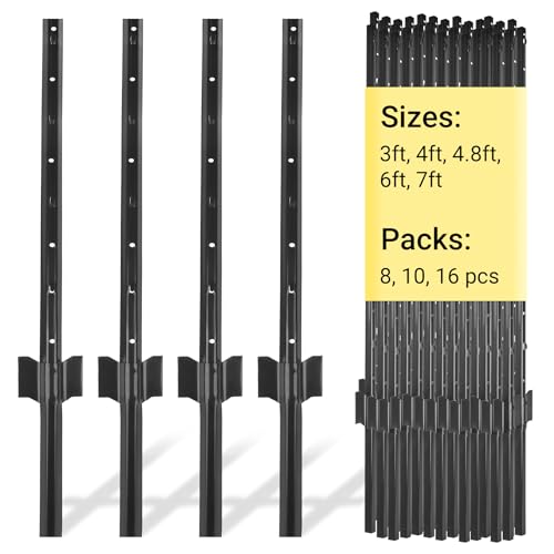 Metal Fence Posts 3 FT Black (Black / 3FT-16Pack)