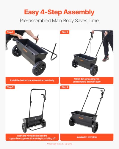 Broadcast Spreader 50 lbs Capacity Drop Spreader with Hopper Grate (50LB / Black)
