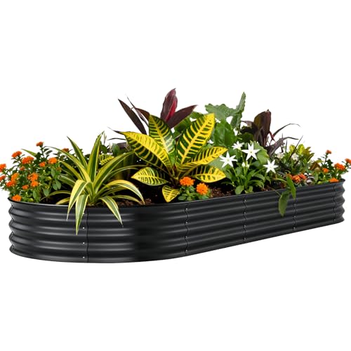 8x4x1ft Galvanized Raised Garden Bed (Gray-oval / 8x4x1ft)