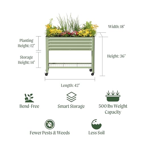 Rolling Elevated Raised Garden Bed (Olive Green / 1.5' x 3.5')