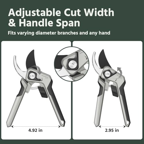 Pruning Shears for Gardening Professional Bypass Hand Pruner Up to 1 Inch Cut Capacity Sharp Stainless Steel Blade Garden Scissors Plant Flower Garden Clipper Grey 1 Pack (Grey)