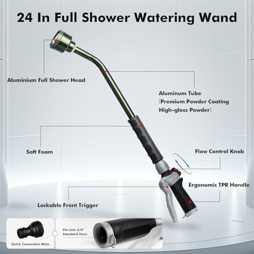 24 Inches Long Watering Wand for Garden Hose (Olive Green)