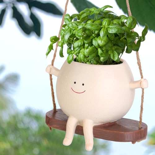 Swing Face Planter Pot Hanging (Khaki / Hanging planters)