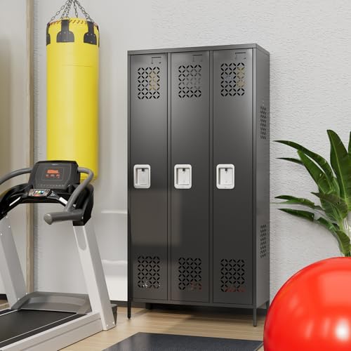 3 Door Metal Employee Lockers (Black / N-6 Doors)