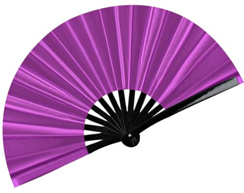 Large Folding Hand Fan for Line Dance (Dark Purple)