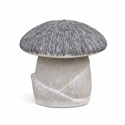 VTFAM178S Small Cement Mushroom Garden Statue (Gray Mushroom)