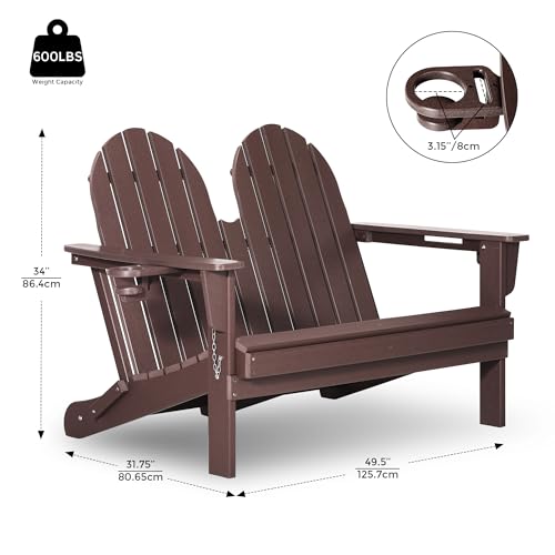 Outdoor Patio HDPE Adirondack Garden Skinny Bench (Dark Brown / 49.5IN)
