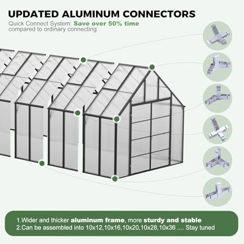 36x10x10 FT Polycarbonate Greenhouse for Outdoors w