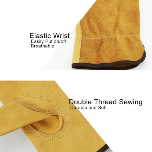 Leather Work Gloves for Men & Women (Gold(24 Pair) / Medium)